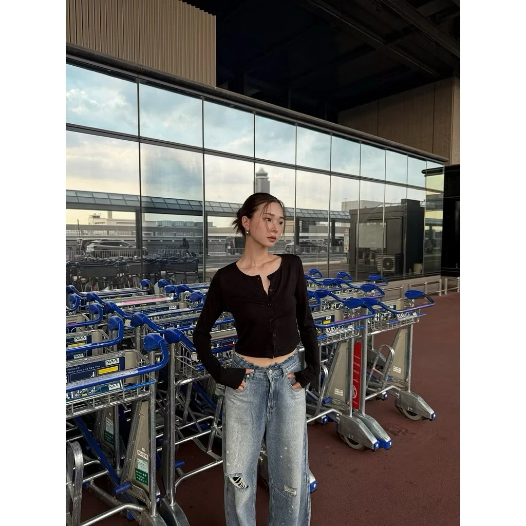 nagumo miyuki-冰膚天絲開襟小外套黑M 圖片 2