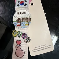 韓國🇰🇷釜山BUSAN 燙布貼、粉色鑰匙圈