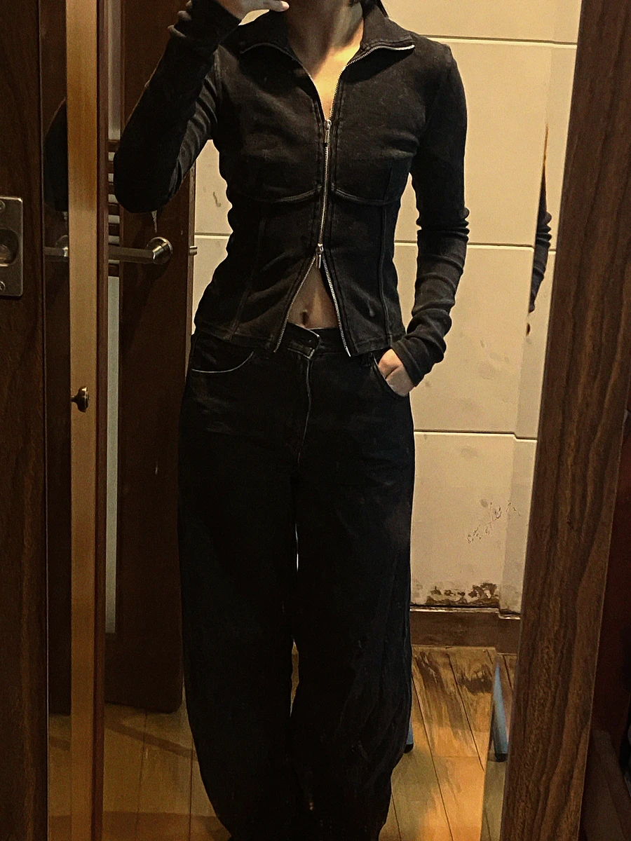 【幾乎全新】H&M  黑色做舊感羅紋上衣 Y2k 廢土風 圖片 3