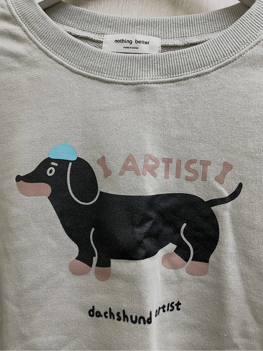 全新｜韓國臘腸狗短板落肩長T｜ 圖片 2