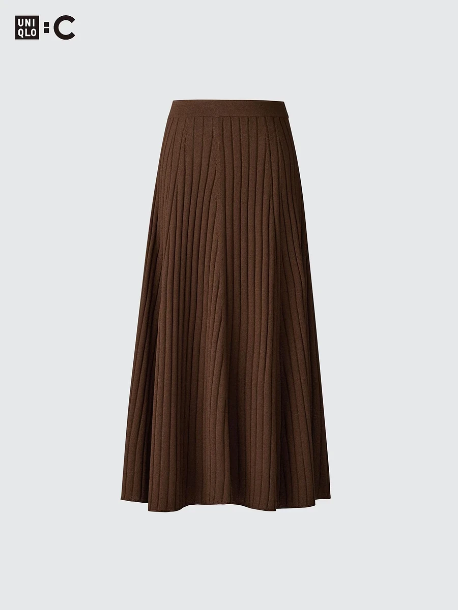 Uniqlo｜C系列 美麗諾 羊毛 混紡 螺紋 長裙 咖 圖片 2