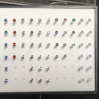 抗敏矽膠彩色水晶鑽耳環 直徑3mm 30對