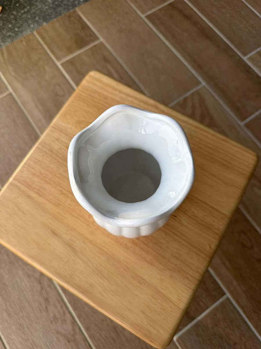 ⁠【法式復古】白色陶瓷花瓶/荷葉邊南瓜造型花器（附實拍/質感百搭）⁠（高14 圖片 2