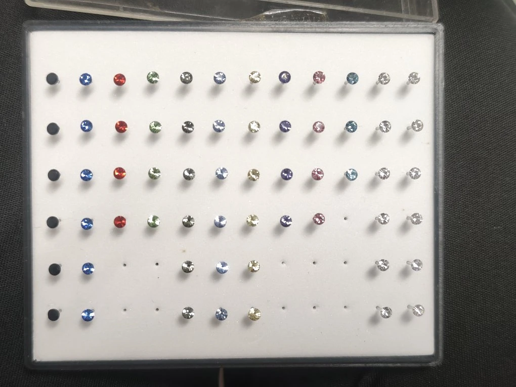 抗敏矽膠彩色水晶鑽耳環 直徑3mm 30對 商品圖片