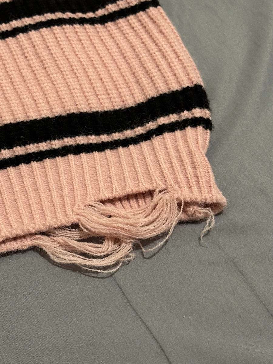 粉色條紋大版毛衣 圖片 2