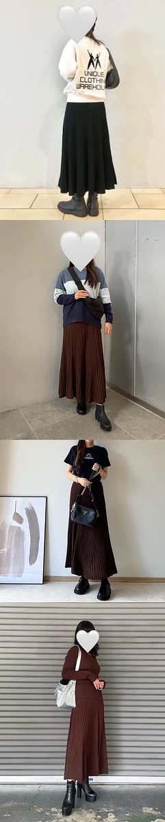 Uniqlo｜C系列 美麗諾 羊毛 混紡 螺紋 長裙 咖 圖片 5