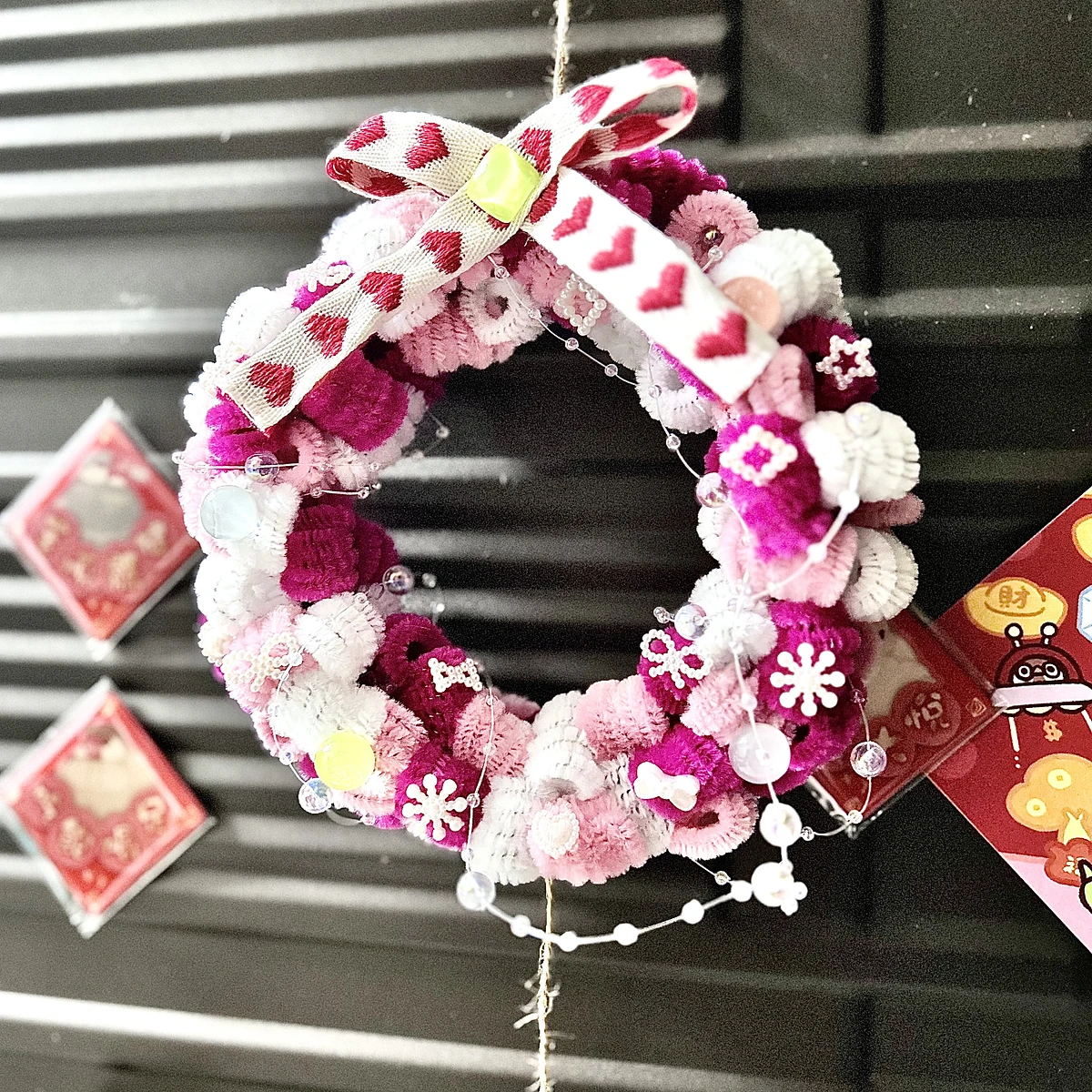 手工桃粉花圈 可賣貨便 圖片 3