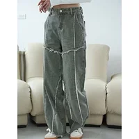 Romanc.elf 設計感毛邊直筒牛仔褲-S號