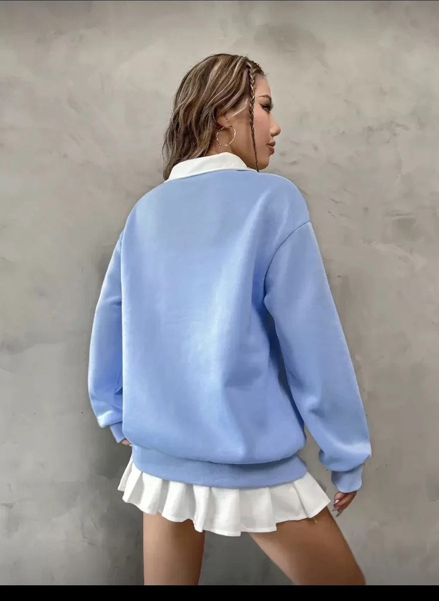 馬球領落肩字母圖案套頭（秋冬） 圖片 4