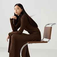 Uniqlo｜C系列 美麗諾 羊毛 混紡 螺紋 長裙 咖