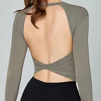 大露背~腰際扭結~灰~S