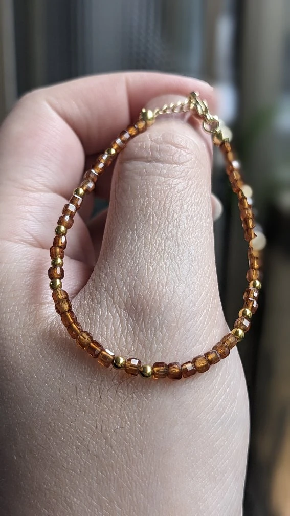 橙石榴方切手鍊 圖片 2