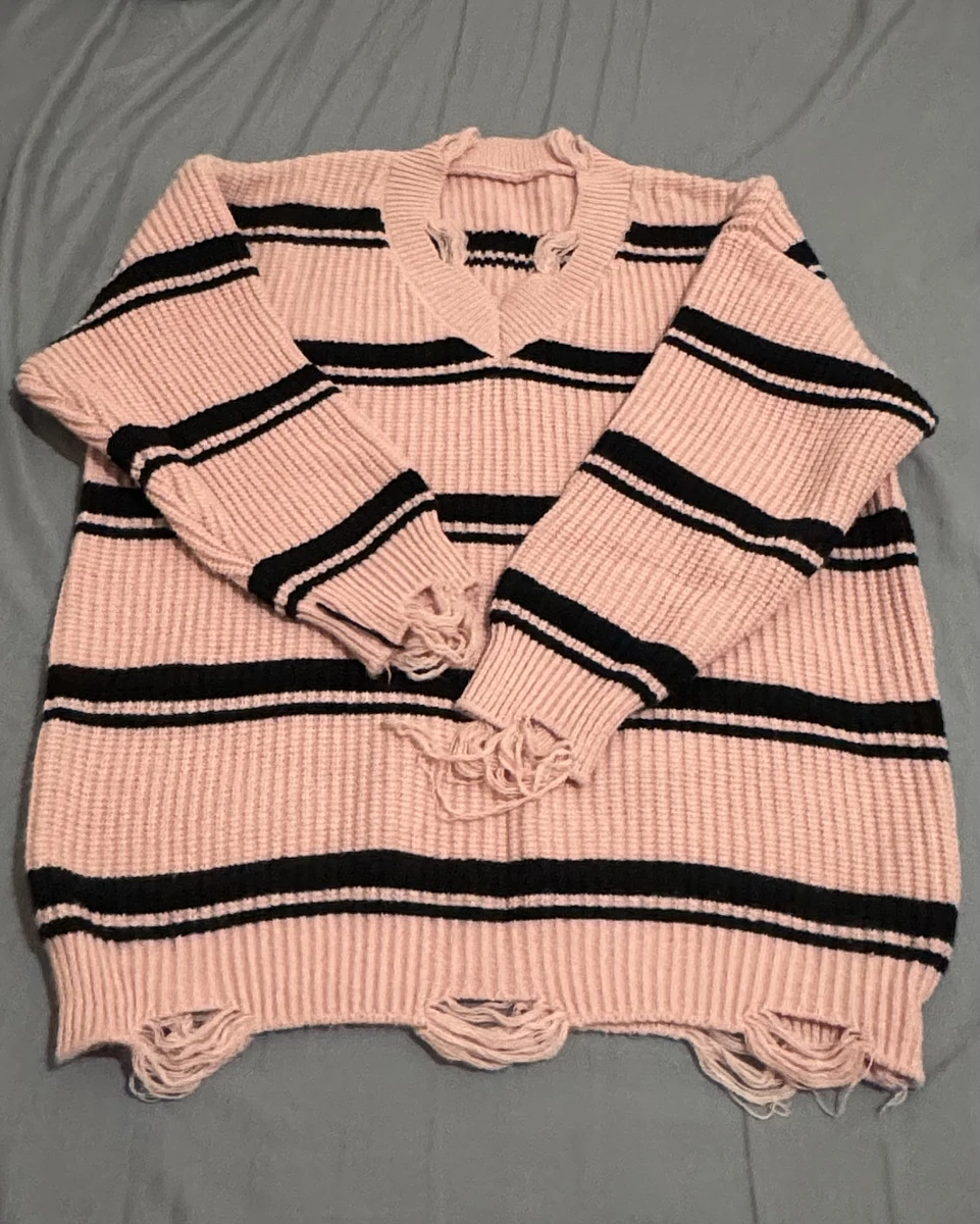 粉色條紋大版毛衣 商品圖片