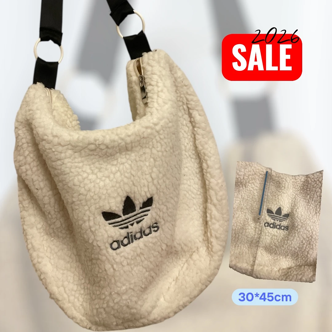 Adidas 毛粒絨白色側背包 適合冬季使用 商品圖片