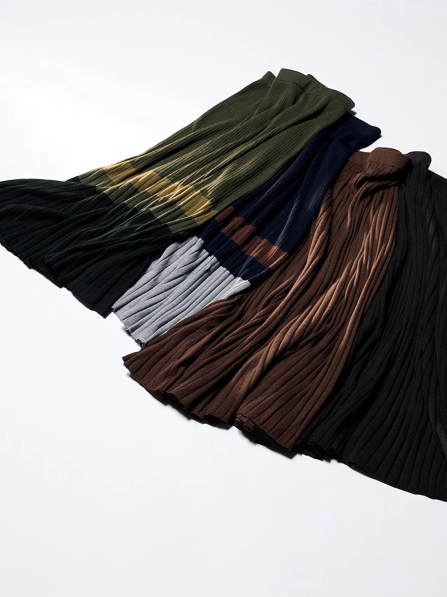 Uniqlo｜C系列 美麗諾 羊毛 混紡 螺紋 長裙 咖 圖片 4