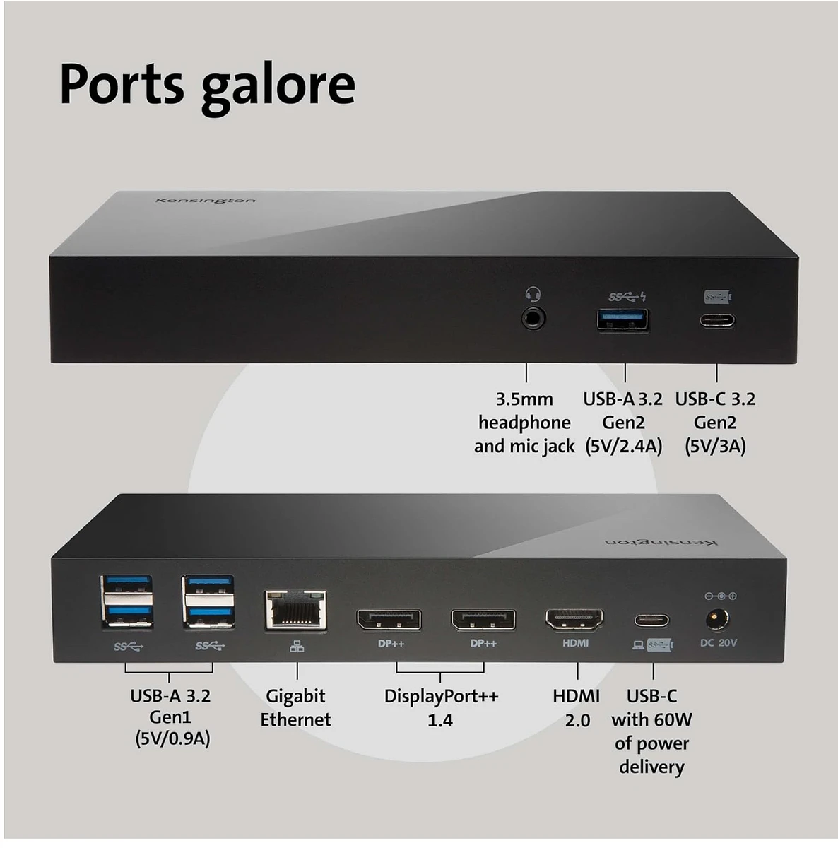 kensington SD4800P USB-C 10Gbps 可擴展視訊擴充基座 擴展塢 商品圖片