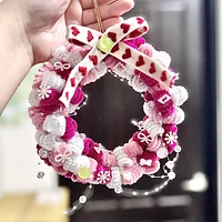 手工桃粉花圈 可賣貨便