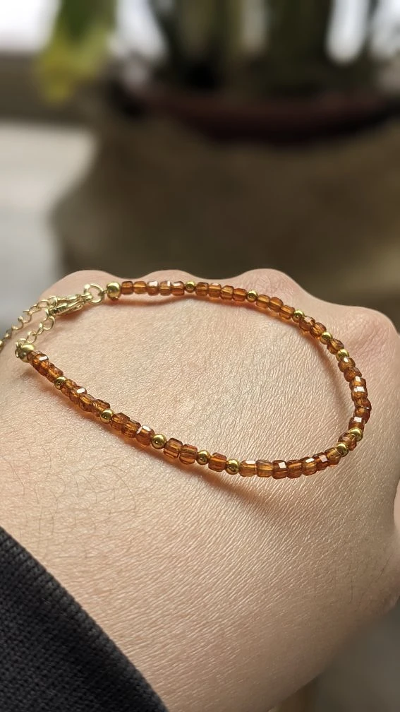 橙石榴方切手鍊 商品圖片