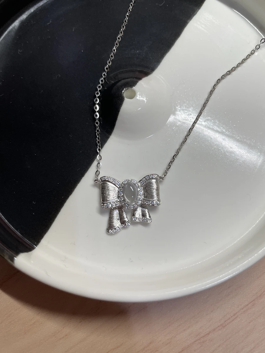 水沫玉 蝴蝶結 純銀 項鍊 商品圖片