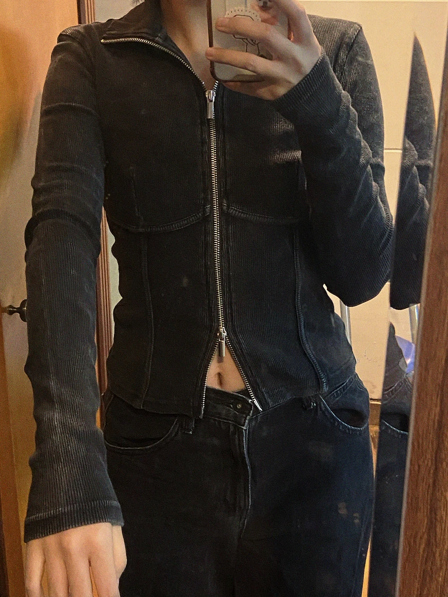 【幾乎全新】H&M  黑色做舊感羅紋上衣 Y2k 廢土風 圖片 5